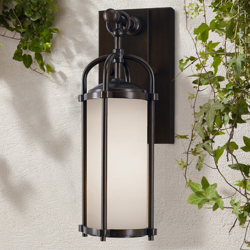 Generation Lighting Modern Outdoor Wall Light with White Glass in Espresso Finish OL7600ES