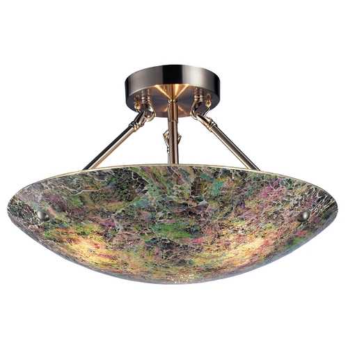 Elk Lighting Modern Semi-Flushmount Light with Multi-Color Glass in Satin Nickel Finish 73022-3