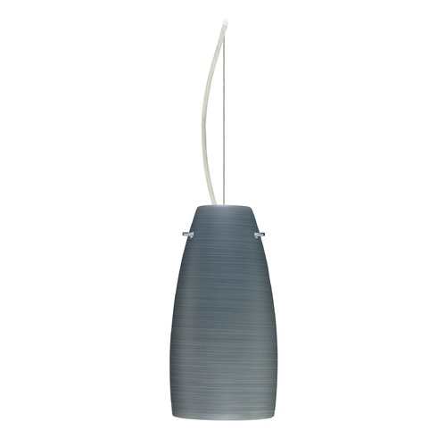 Besa Lighting Tao Satin Nickel LED Mini-Pendant Light with Oblong Shade