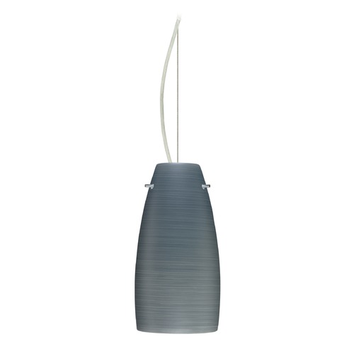 Besa Lighting Besa Lighting Tao Satin Nickel LED Mini-Pendant Light with Oblong Shade 1KX-1512TN-LED-SN