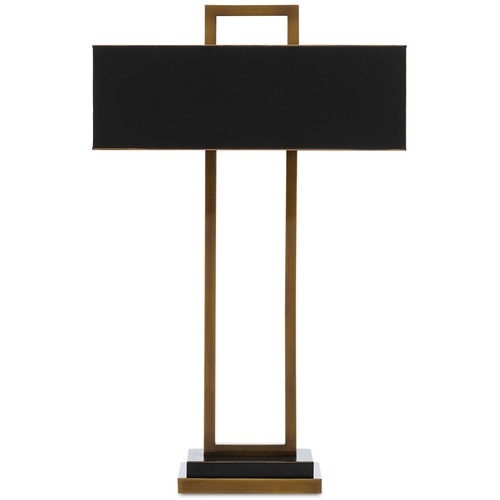 Currey and Company Otto Antique Brass / Oil Rubbed Bronze Table Lamp with Rectangle Shade