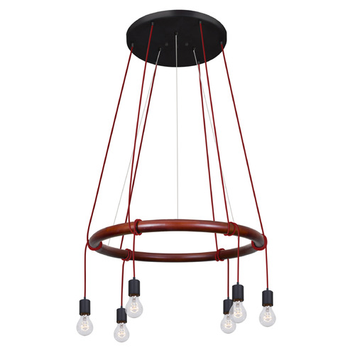 Besa Lighting Cirque 120v Black & Stained Real Wood Multi-Light Pendant