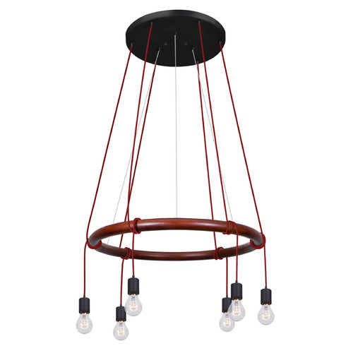 Besa Lighting Besa Lighting Cirque 120v Black & Stained Real Wood Multi-Light Pendant CIRQUE-120V-RD