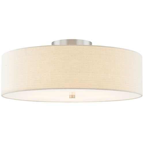 Justice Design Classic 24 Inch Drum Semi Flush Nickel Cream
