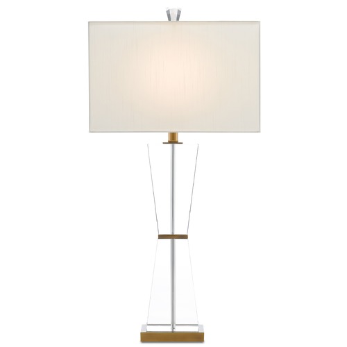 Currey and Company Lighting Currey and Company Laelia Clear / Antique Brass Table Lamp with Rectangle Shade 6000-0210