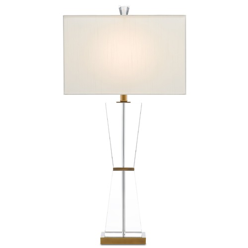 Currey and Company Laelia Clear / Antique Brass Table Lamp with Rectangle Shade