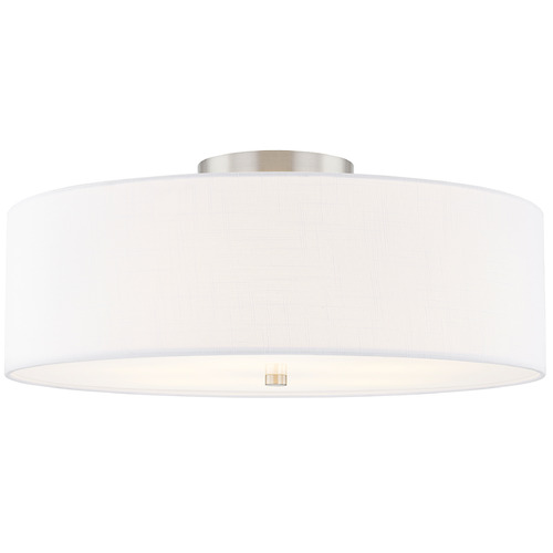 Justice Design Group Justice Design Classic 24 Inch Drum Semi Flush Nickel White FAB-9762-WHTE-NCKL