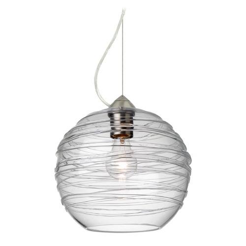 Besa Lighting Wave Satin Nickel Pendant Light with Globe Shade