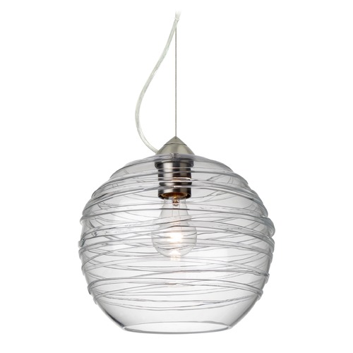 Besa Lighting Besa Lighting Wave Satin Nickel Pendant Light with Globe Shade 1KX-462761-SN