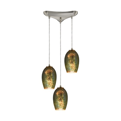 Elk Lighting Elk Lighting Illusions Satin Nickel Multi-Light Pendant with Bowl / Dome Shade 10506/3