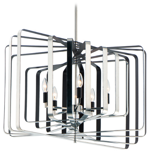 Maxim Lighting Maxim Lighting Radial Polished Nickel & Black Pendant Light 28677PNBK