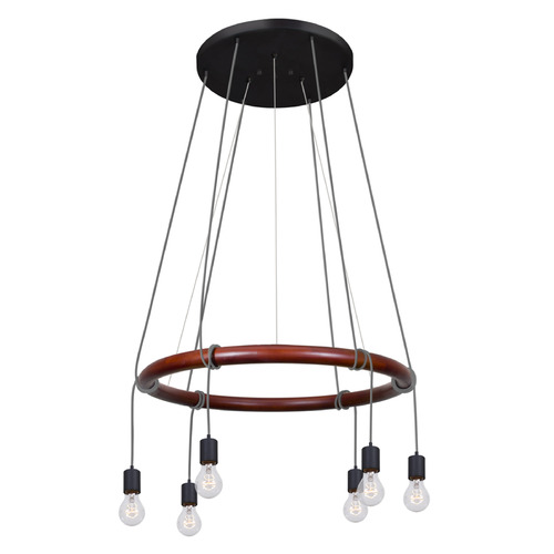 Besa Lighting Cirque 120v Black & Stained Real Wood Multi-Light Pendant
