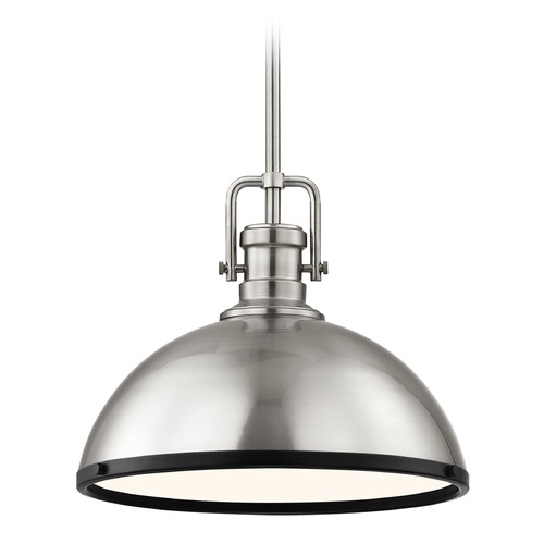 Design Classics Lighting Industrial Pendant Light Satin Nickel and Black 13.38-Inch Wide 1763-09 SH1776-09 R1776-07