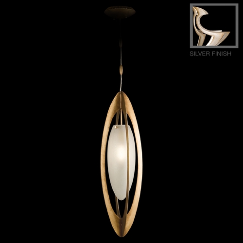 Frosted Seeded Glass Mini-Pendant Light Silver Leaf Fine Art Lamps