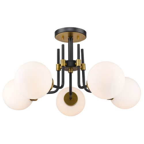 Parsons Matte Black & Olde Brass Semi-Flush Mount by Z-Lite