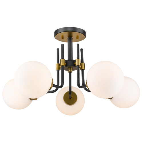 Z-Lite Parsons Matte Black & Olde Brass Semi-Flush Mount by Z-Lite 477-5SF-MB-OBR