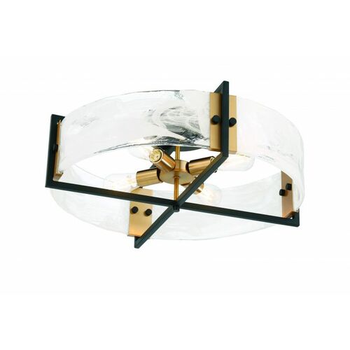 Hayward 4-Light Flush Mount in Matte Black & Warm Brass by Savoy House
