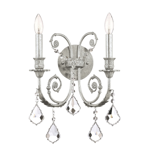 Crystorama Lighting Regis Crystal Sconce Wall Light in Olde Silver by Crystorama Lighting 5112-OS-CL-MWP