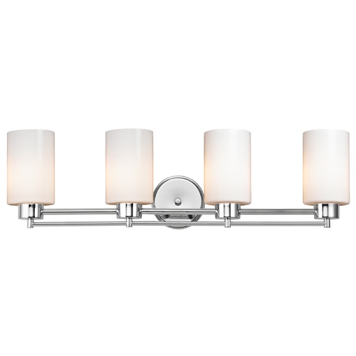 Design Classics Lighting Modern Bathroom Light with White Glass - Four Lights 704-26 GL1024C