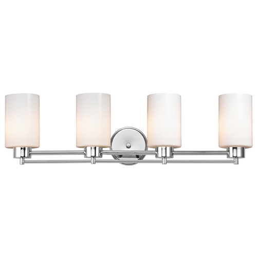 Modern Bathroom Light with White Glass - Four Lights