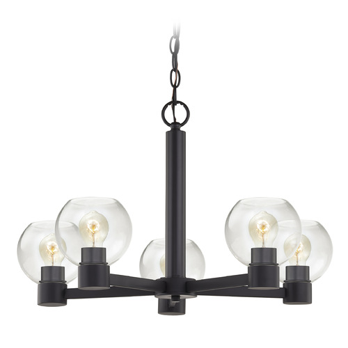 Design Classics Lighting Vashon 5-Light Chandelier in Matte Black by Design Classics Lighting 2105-07 BK BK G1832-CL