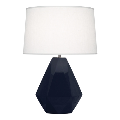 Delta Table Lamp Midnight Blue & Polished Nickel by Robert Abbey
