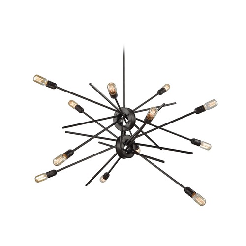 Elk Lighting Mid-Century Modern Chandelier Oiled Rubbed Bronze Xenia by Elk Lighting 66915/12