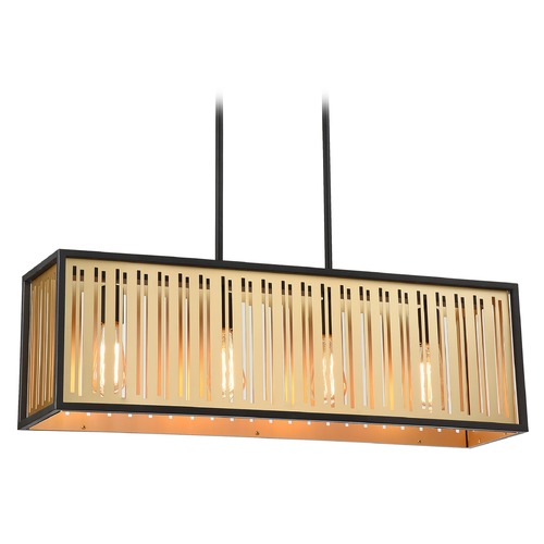 Matteo Lighting Goldenguild Matte Black & Brushed Gold Chandelier by Matteo Lighting C67714MB