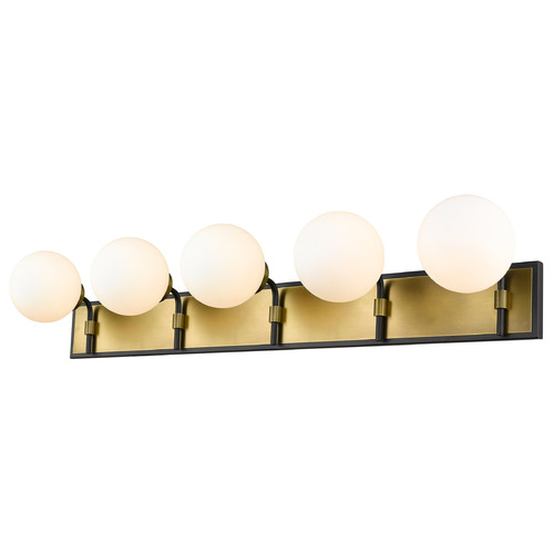 Z-Lite Parsons Matte Black & Olde Brass Bathroom Light by Z-Lite 477-5V-MB-OBR