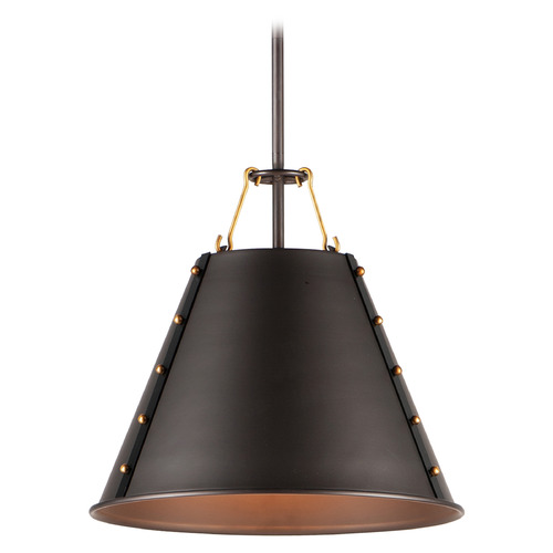 Maxim Lighting Trestle Oil Rubbed Bronze & Antique Brass Pendant Light with Conical Shade