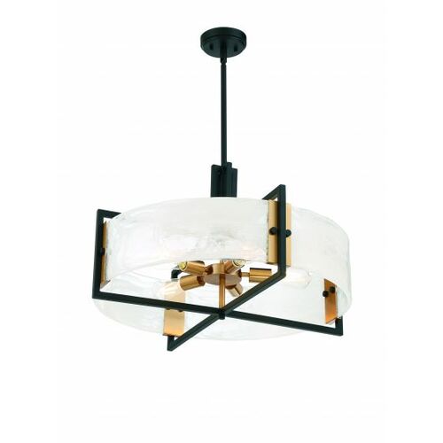 Hayward 5-Light Pendant in Matte Black & Warm Brass by Savoy House