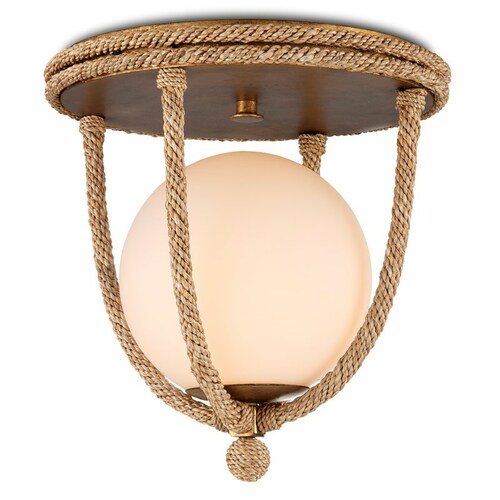 Passageway Rope Flush Mount in Natural & Dorado Gold by Currey & Co