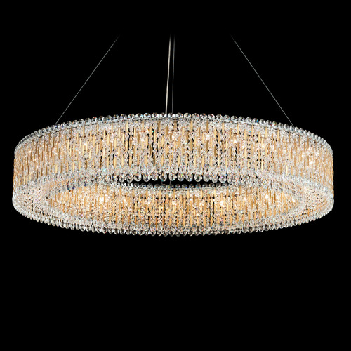 Schonbek Worldwide Lighting Sarella Heirloom Gold Pendant Light with Drum Shade