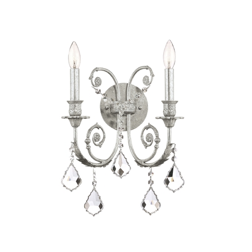 Crystorama Lighting Regis Crystal Sconce Wall Light in Olde Silver by Crystorama Lighting 5112-OS-CL-S