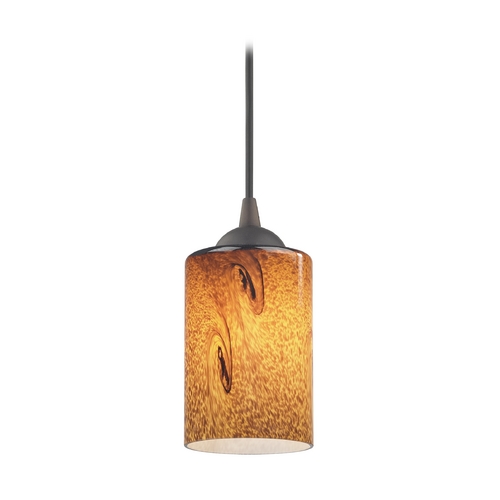 Design Classics Lighting Modern Mini-Pendant Light with Brown Art Glass 582-220 GL1001C