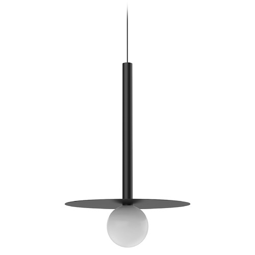 Elixir 17.75-Inch LED Pendant in Black with Opal Glass Globe by Kuzco Lighting
