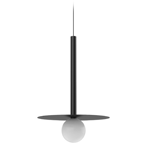 Kuzco Lighting Elixir 17.75-Inch LED Pendant in Black with Opal Glass Globe by Kuzco Lighting PD15519-BK