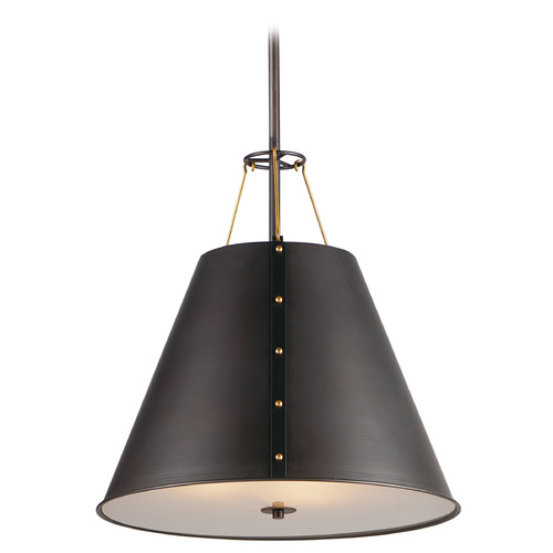 Maxim Lighting Trestle Oil Rubbed Bronze & Antique Brass Pendant Light with Conical Shade