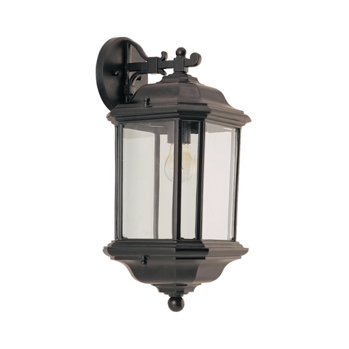 Generation Lighting Outdoor Wall Light with Clear Glass in Black Finish 84032-12