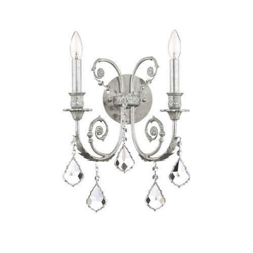 Crystorama Lighting Regis Crystal Sconce Wall Light in Olde Silver by Crystorama Lighting 5112-OS-CL-SAQ