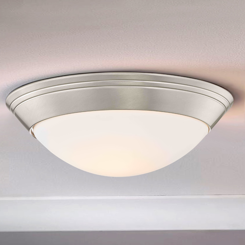 Satin Nickel Flush Mount Ceiling Light 12-Inch Wide