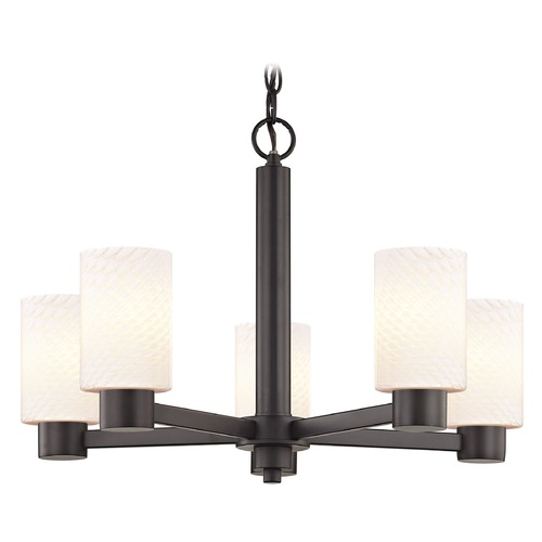 White Art Glass Chandelier Bronze 5 Lights