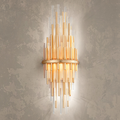 Modern Art Deco LED Sconce Gold Leaf / Stainless Theory by Corbett Lighting