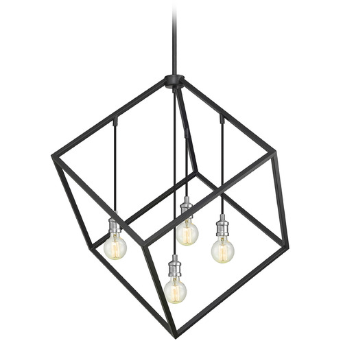 Vertical Matte Black & Brushed Nickel Pendant by Z-Lite