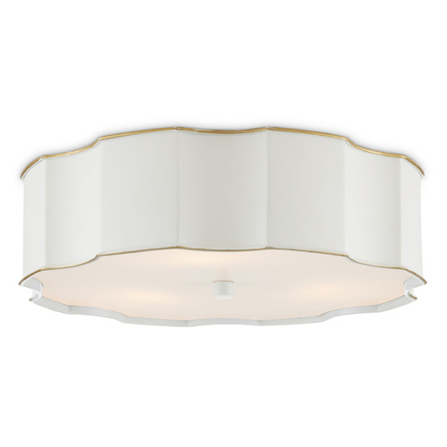 Currey and Company Lighting Currey and Company Tom Caldwell Wexford Snow White & Gold Highlights LED Flushmount Light 9999-0067