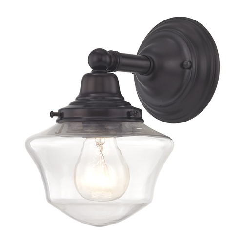 Clear Glass Schoolhouse Sconce Bronze 1 Light 6 Inch Width