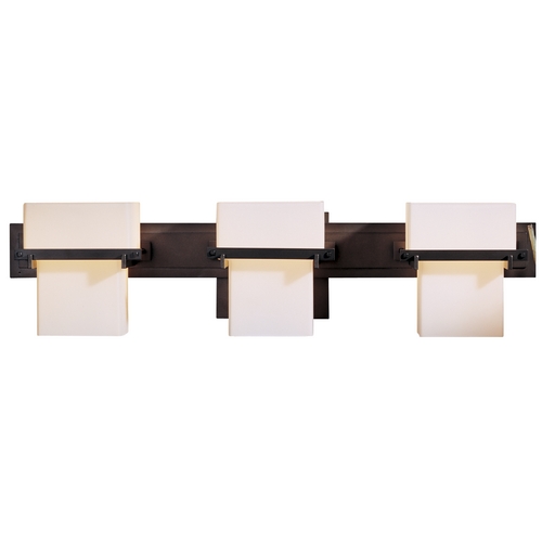 Hubbardton Forge Lighting Bathroom Light with White Glass in Bronze Finish 207833-SKT-05-GG0106