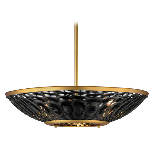 Rattan Natural Aged Brass Pendant by Maxim Lighting