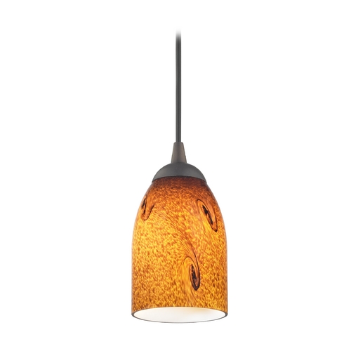 Design Classics Lighting Modern Mini-Pendant Light with Brown Art Glass 582-220 GL1001D