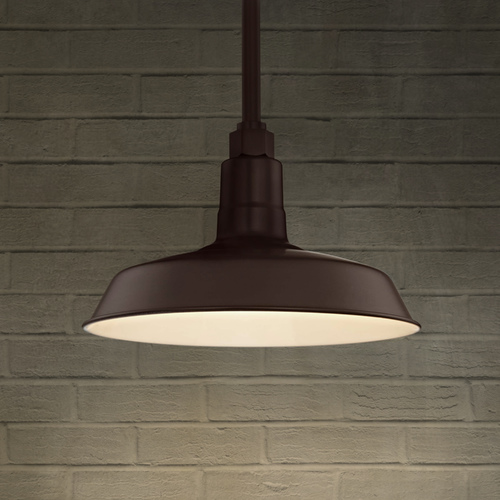 Recesso Lighting by Dolan Designs Bronze Pendant Barn Light with 12-Inch Shade BL-STM-BZ/BL-SH12-BZ